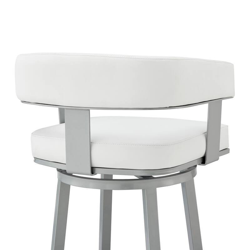 Lorin Upholstered Swivel Counter/Bar Stool in Faux Leather with Arms