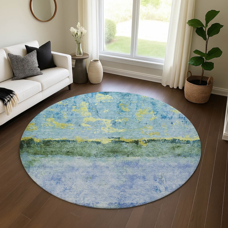 Premium Washable Super Soft Abstract Ombre Mayfield Rug - Blue - 8' x 8'