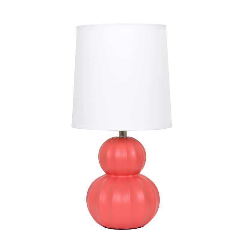 Double Gourd Ceramic Table Lamp with Fabric Shade - 6 x 6 x 13 in. (L x W x H) - Orange