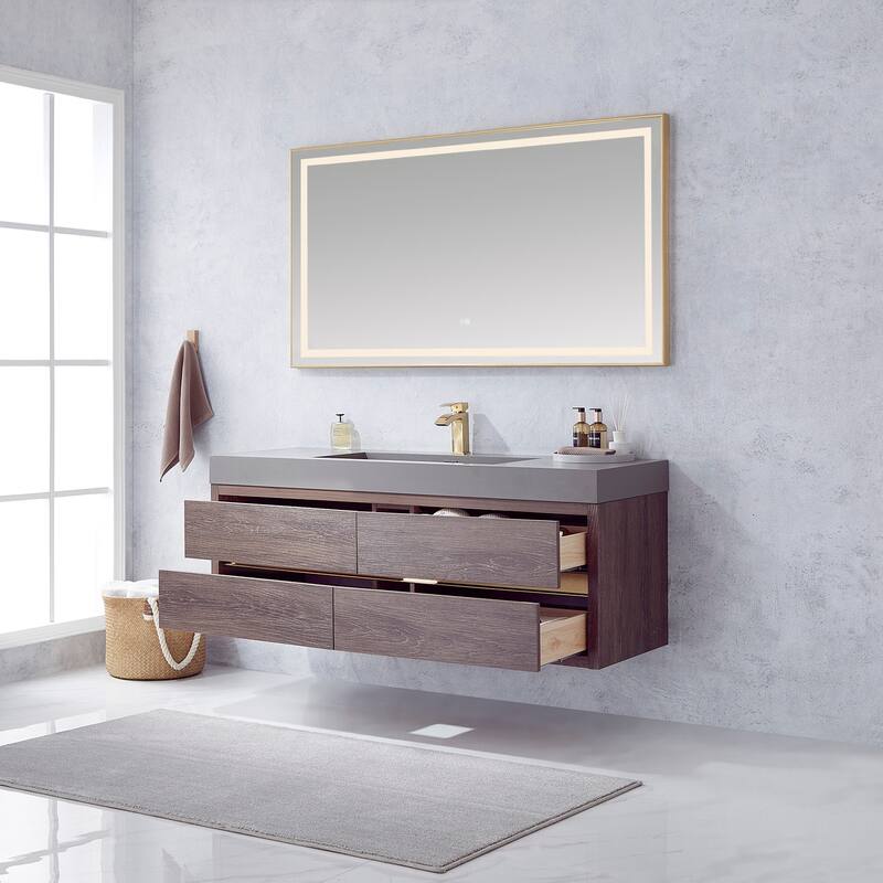 Miseno MV703160 Palencia 60" Wall Mounted Single Basin Vanity Set with