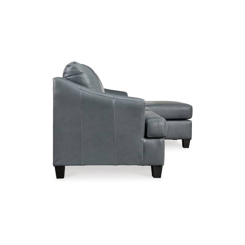 Geno Sofa Chaise Sectional, Modern Steel Gray Leather Match, 88 Inch