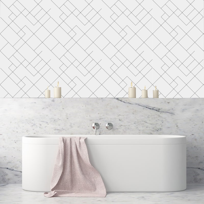 Geometric Black and White Thin Lines Removable Wallpaper - 24'' inch x 10'ft
