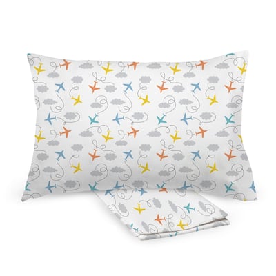BreathableBaby Cotton Percale Pillowcase, For 13" x 18"/33 x 46 cm Toddler Pillow, Prints (2-Pack)