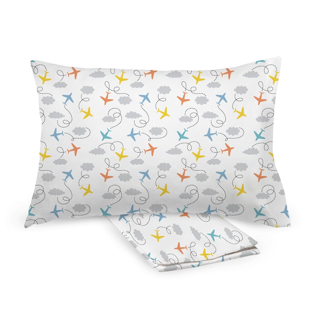 BreathableBaby Cotton Percale Pillowcase, For 13" x 18"/33 x 46 cm Toddler Pillow, Prints (2-Pack)
