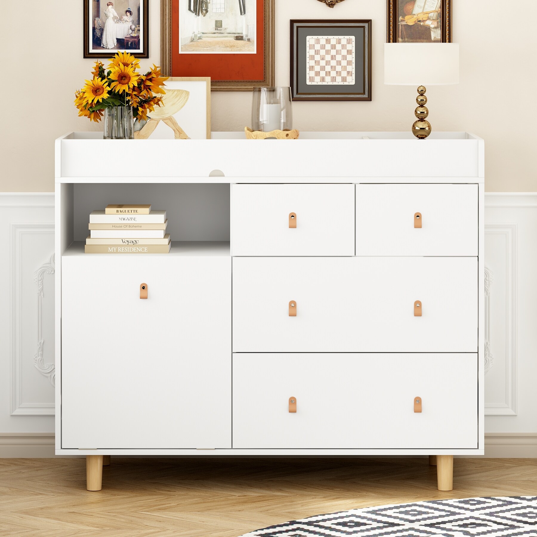 white and gold nursery dresser Lala Little 3-Drawer Dresser main image 1