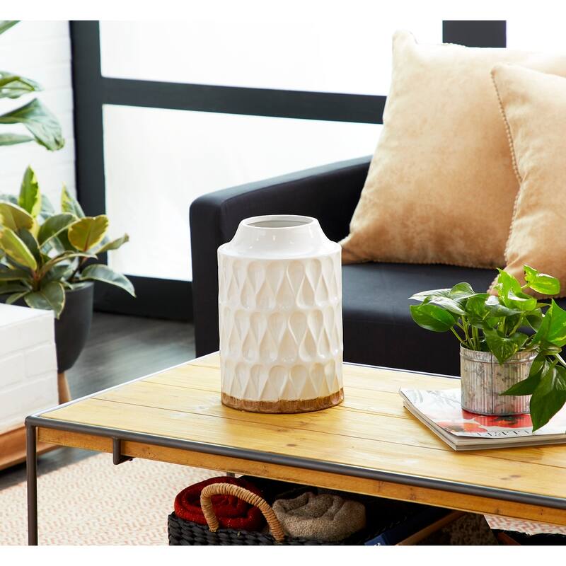 White Porcelain Contemporary Vase - 8" x 12"