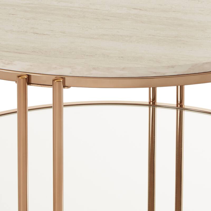 Celsus Champagne-gold Table Collection with Faux Marble Top by iNSPIRE Q Bold