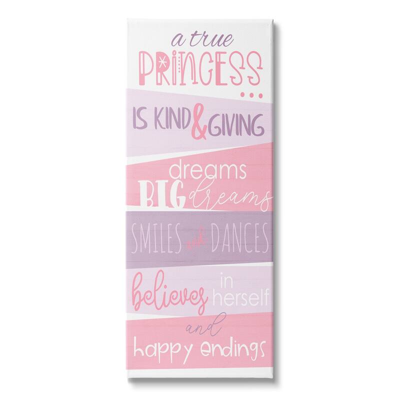 Stupell A True Princess Motivational List Pink Purple Phrases Canvas Wall Art