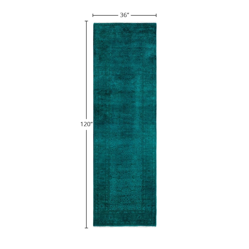 Contemporary Overdyed Wool Hand Knotted Runner - 3' 0" x 10' 0"