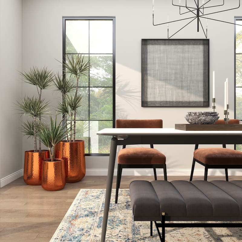 Aluminum Hammered Metal Glam Planter in Copper or Silver (Set of 3)