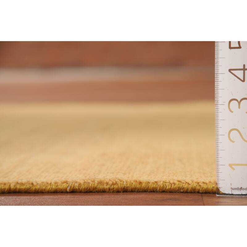 Contemproary Yellow Gabbeh Oriental Foyer Rug Handmade Wool Carpet - 3'3"x 4'7"