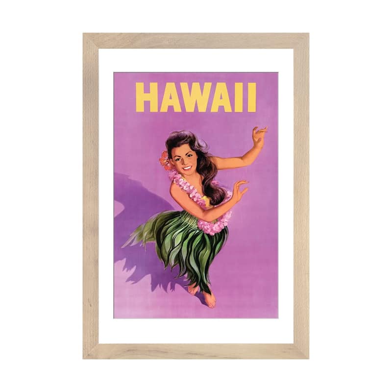 iCanvas "Hawaiian Hula Girl Vintage Travel Poster" by Piddix - Natural - 24x16x1