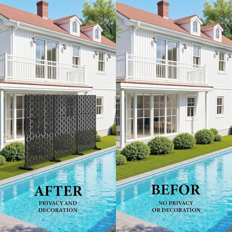 Privacy Screen, Privacy Screens and Panel, Freestanding Decorative Fence for Patio Lawn, Brick Style