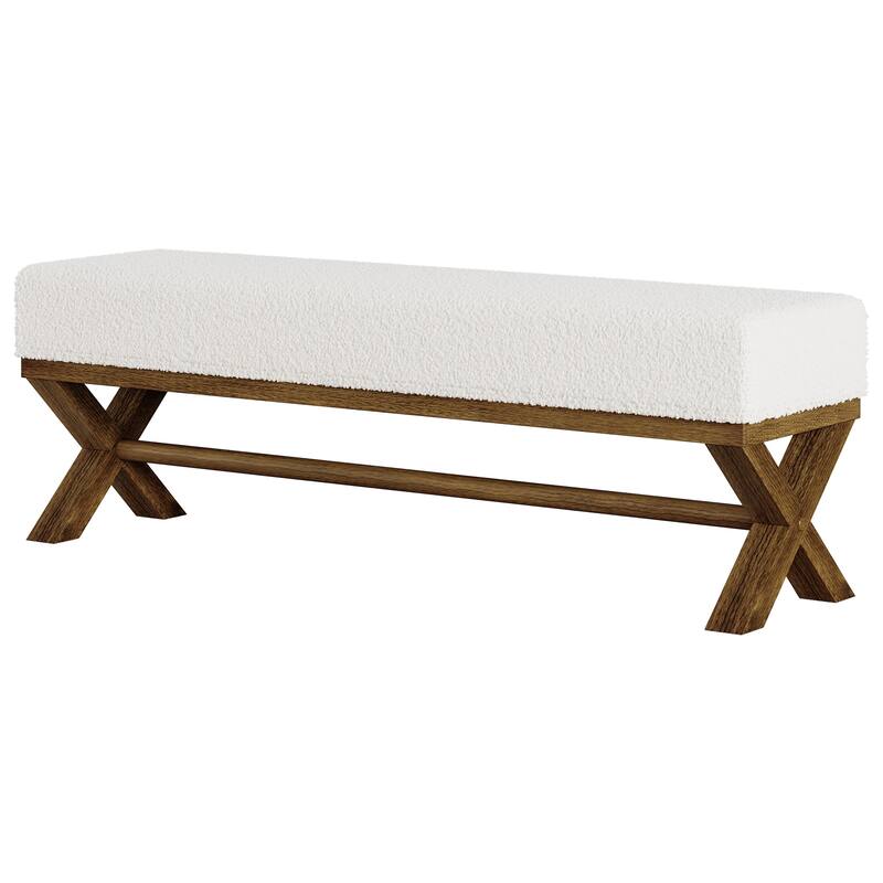 51.18" Upholstered Entryway Bench, Solid Wood End of Bed Bench, Modern Shoe Stool for Bedroom, Entrance, Living Room