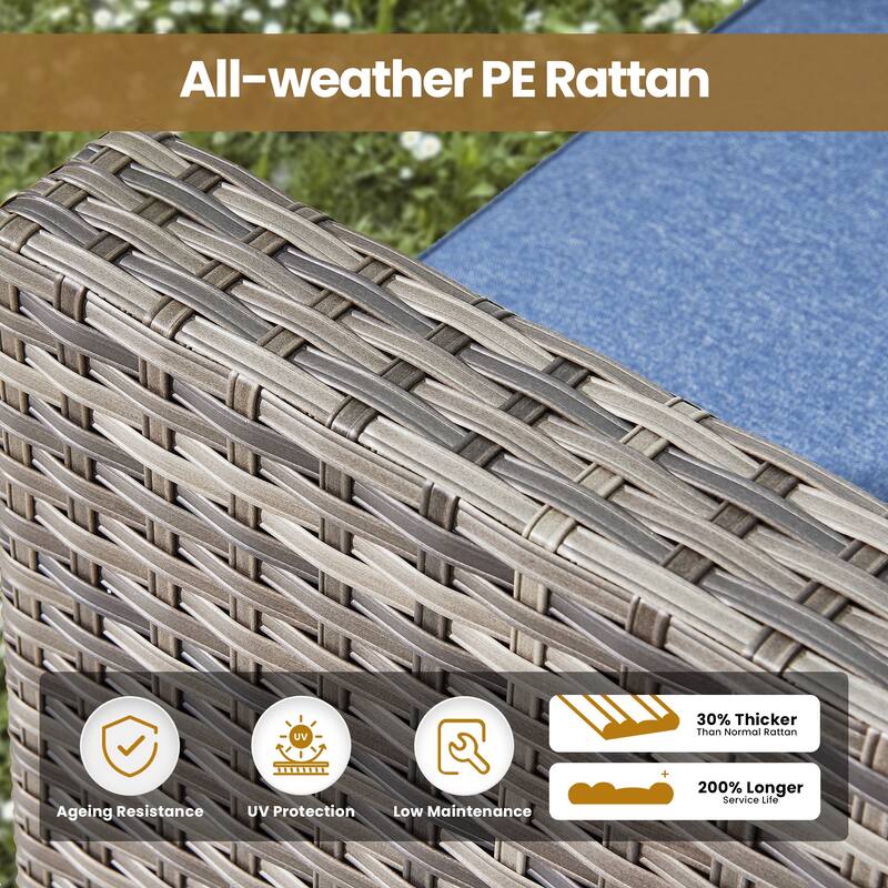 XIZZI Patio Wicker Furniture Conversation Set with Swivel Chairs