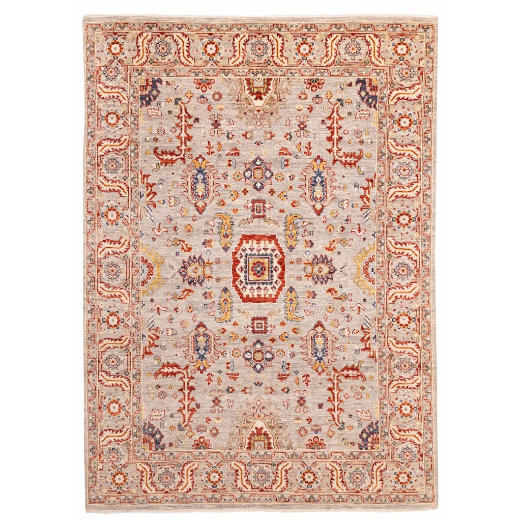 ECARPETGALLERY Hand-knotted Modern Oushak Light Grey Wool Rug - 8'5 x 11'8