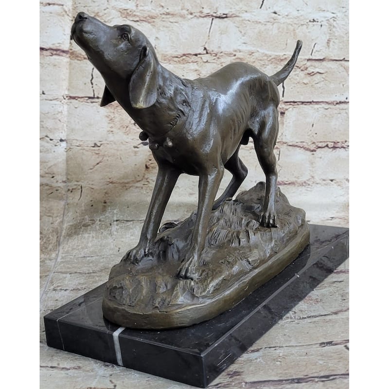 Hunting Imitative Dog Imitative Wolfhound Bronze Marble Statue Bookend Sculpture Artwork Gift Sale