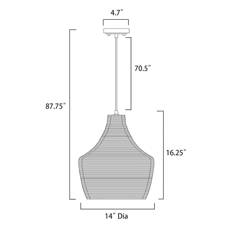 1-light Brown Natural Pendant Light With Nordic Style Corrugated Cardboard Shade
