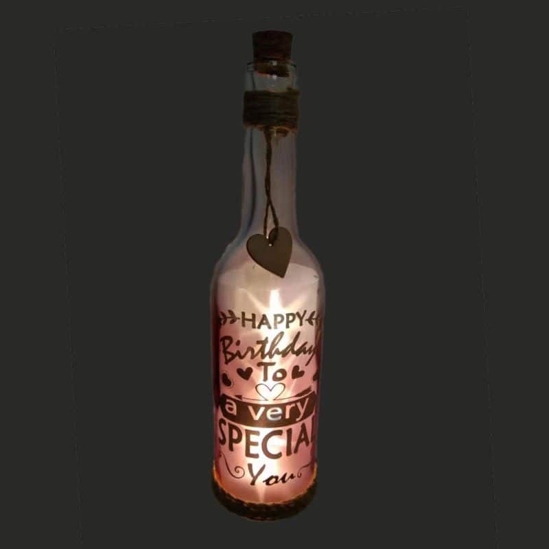 Led With Text Decorative - Happy Birthday Bottle