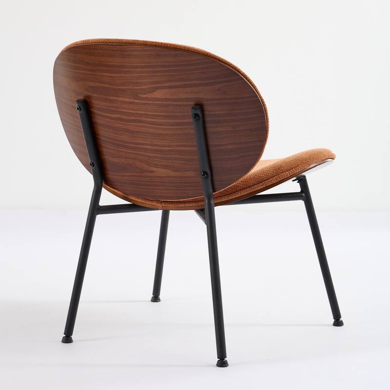 Roomfitters Mid-Century Modern Shell Chair, PU Leather Accent Lounge Chair with Walnut Wood Finish and Metal Legs