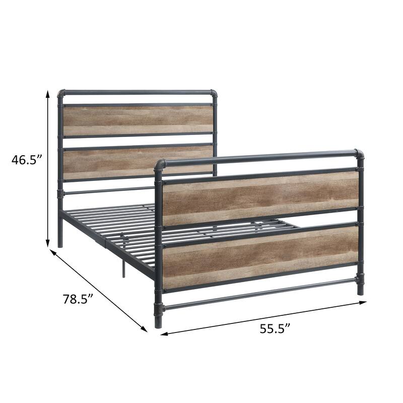 Mankato Antique Oak and Sandy Grey Wooden Headboard Full Bed