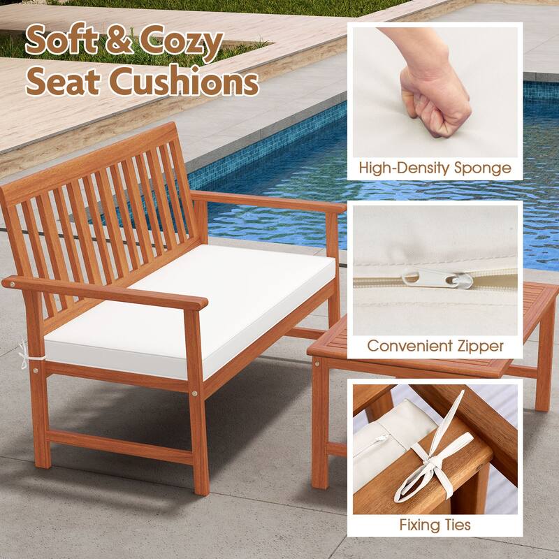 Gymax 8-Piece Acacia Wood Patio Conversation Set Outdoor Furniture Set