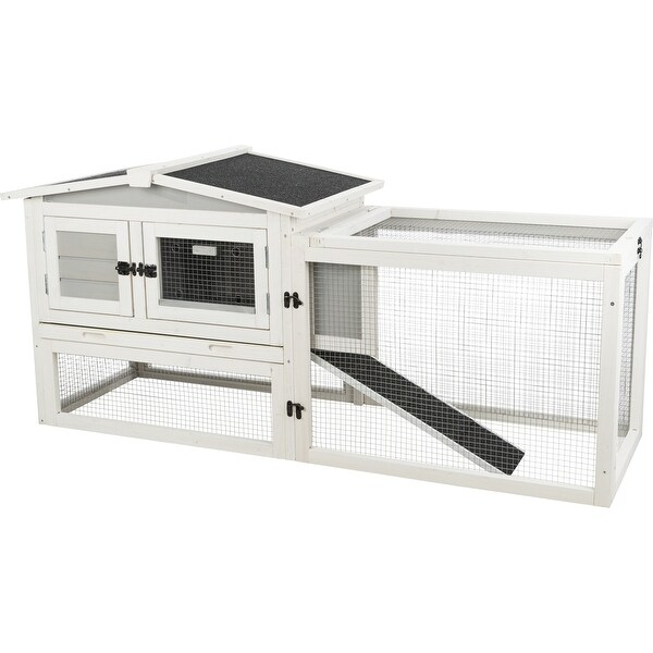 TRIXIE Natura Insulated Rabbit Hutch Peaked Roof and Run XS - 22" x 61" x 27.75"