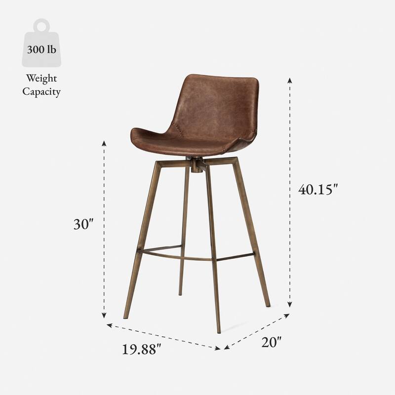 Maven Lane Victor Metal & Vegan Leather Kitchen Dining Stool