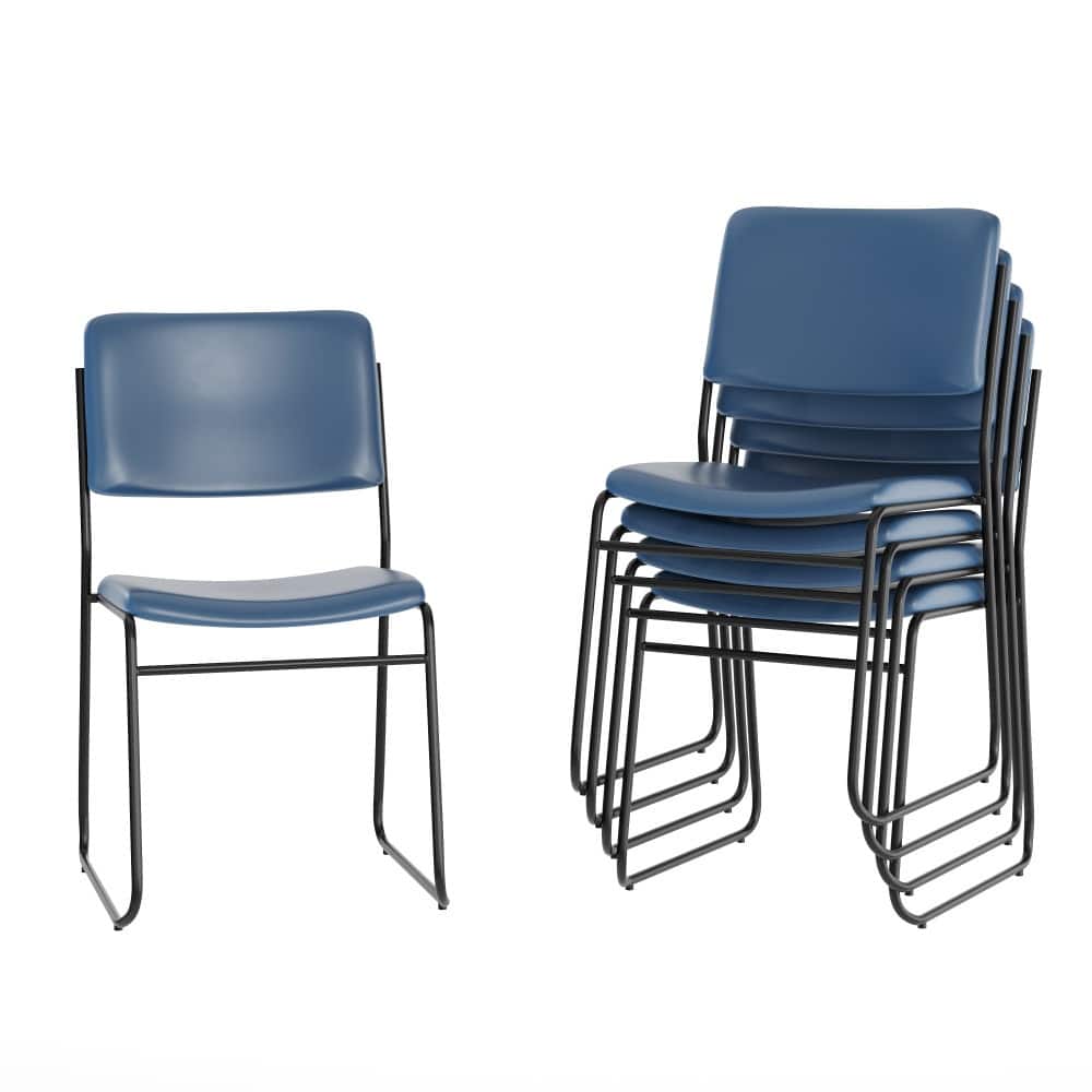 5 Pack 500 lb. Capacity High Density Stacking Chair - 23"D x 18.75"W x 32.25"H