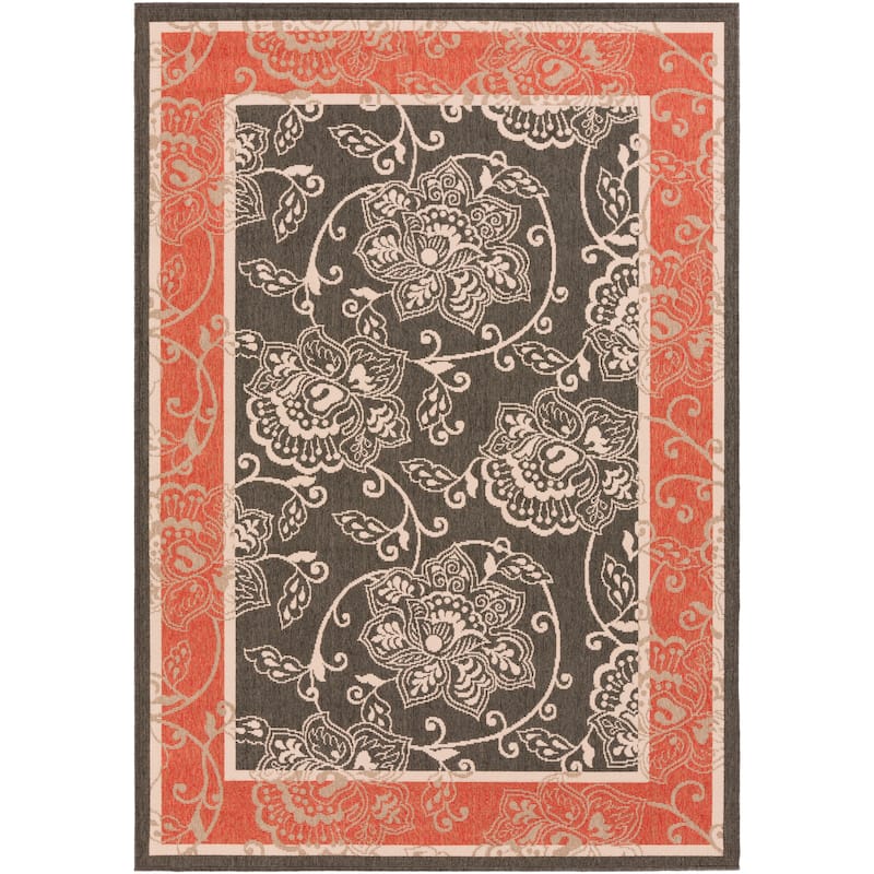 Janelle Indoor/Outdoor Transitional Floral Border Area Rug