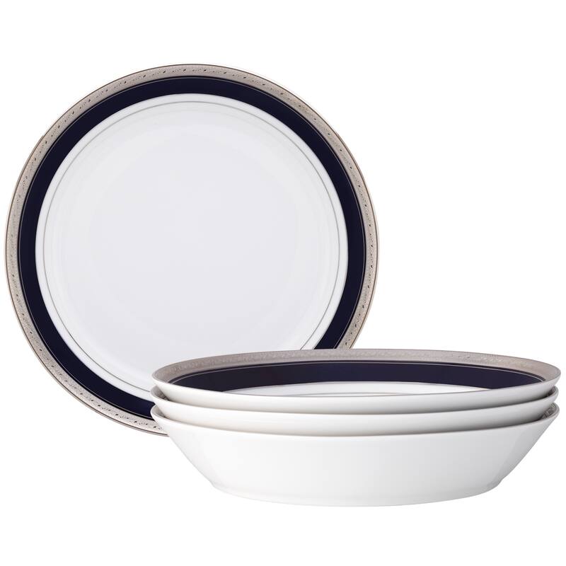 Crestwood Cobalt Platinum Set of 4 Coupe Dinner Bowls, 9-3/4", 43 oz.