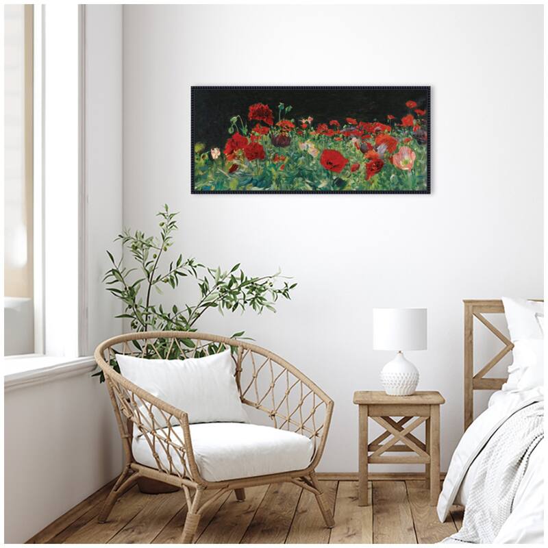 Kate and Laurel Poppies 1886 John Singer Sargent PANEL by Nostalgia Prints Framed Canvas Wall Art Print