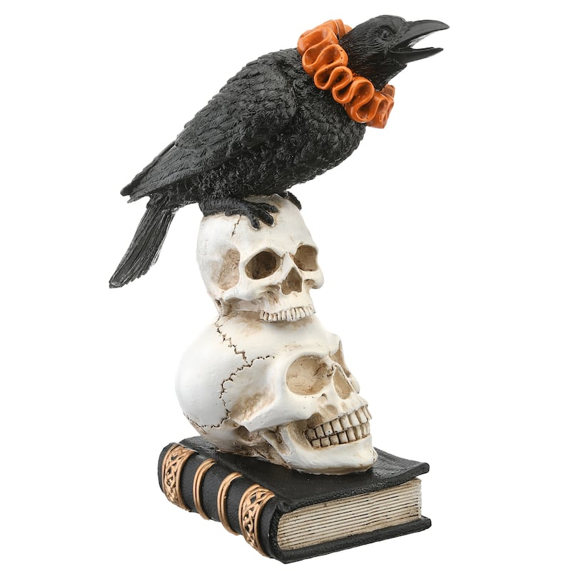 National Tree Company Halloween Crow and Skulls Decoration, 11 Inches