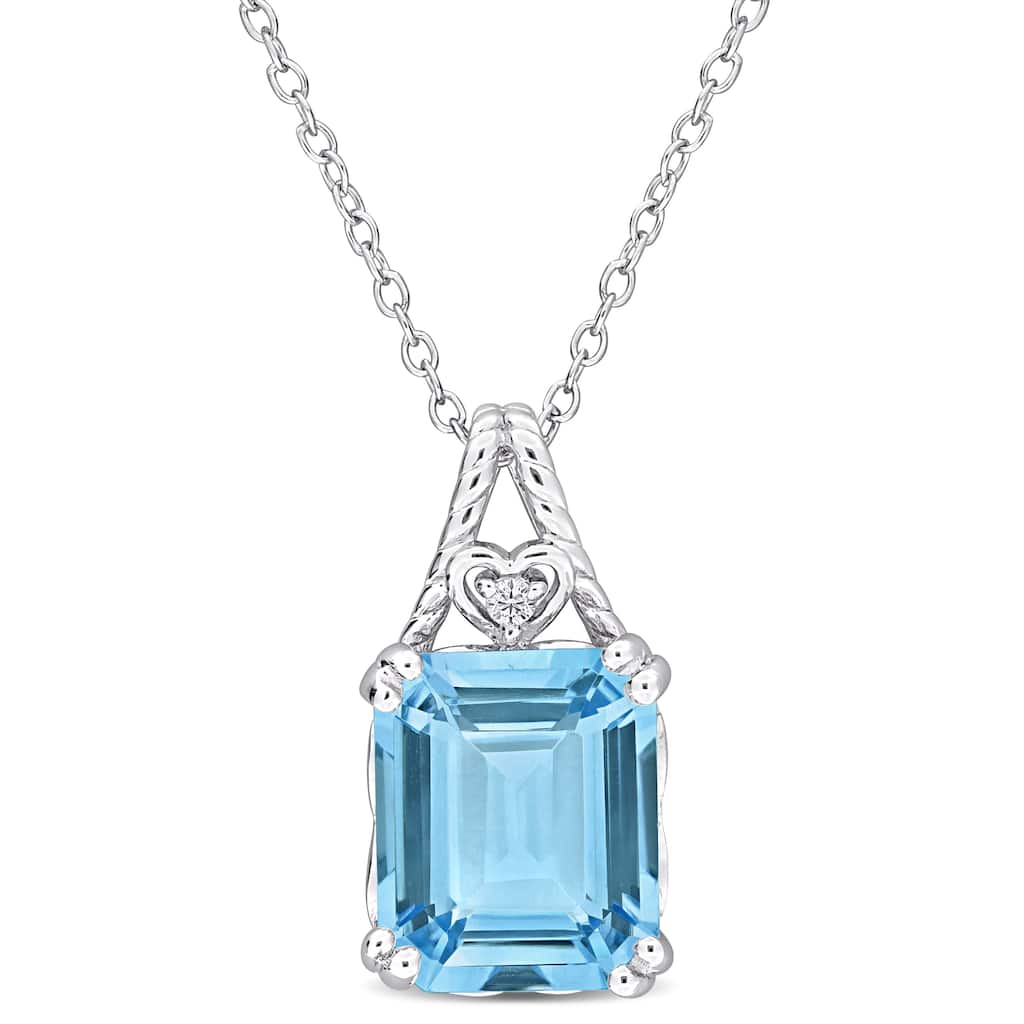 Miadora 7 1/2ct TGW Sky Blue White Topaz Necklace Sterling Silver