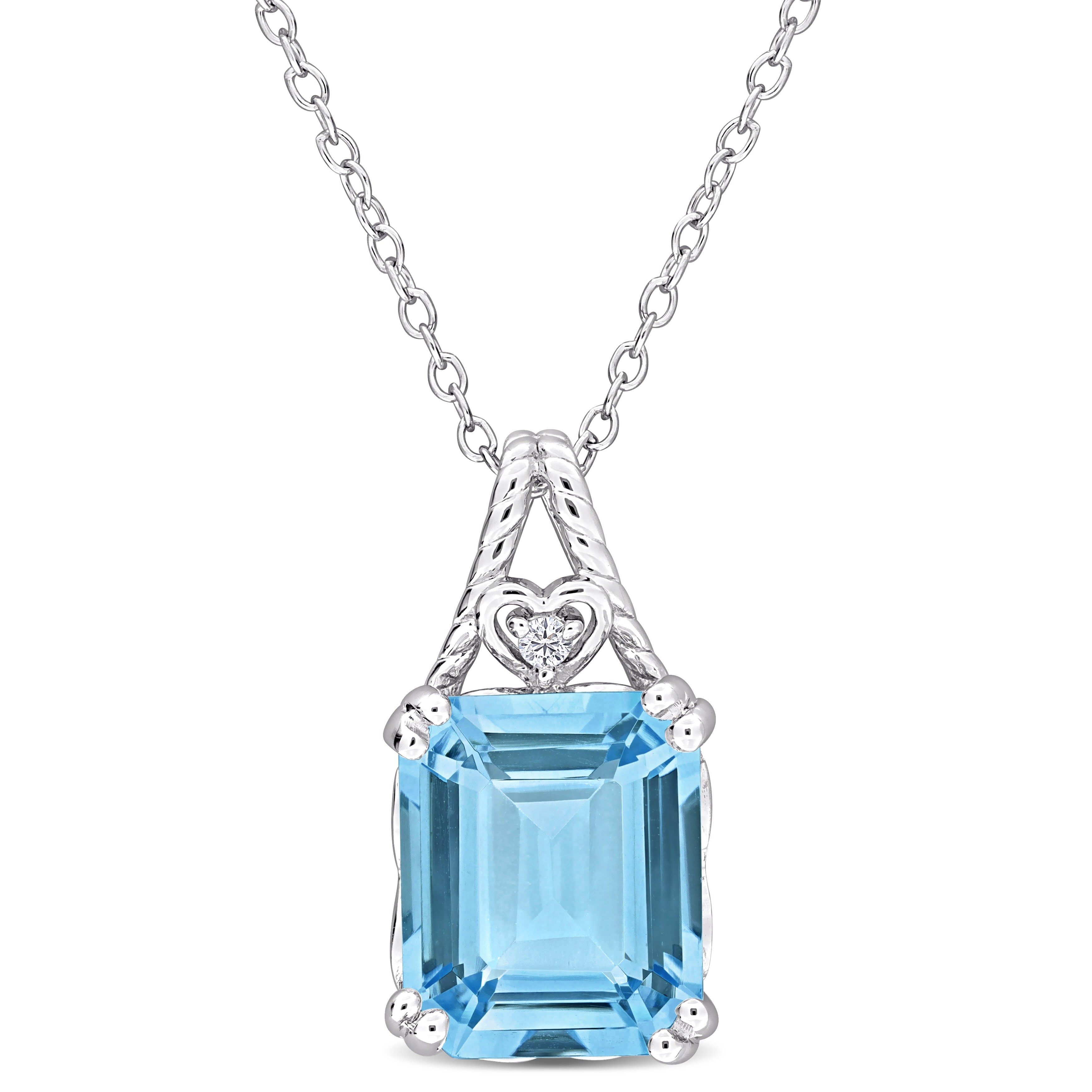 Miadora 7 1/2ct TGW Sky Blue White Topaz Necklace Sterling Silver