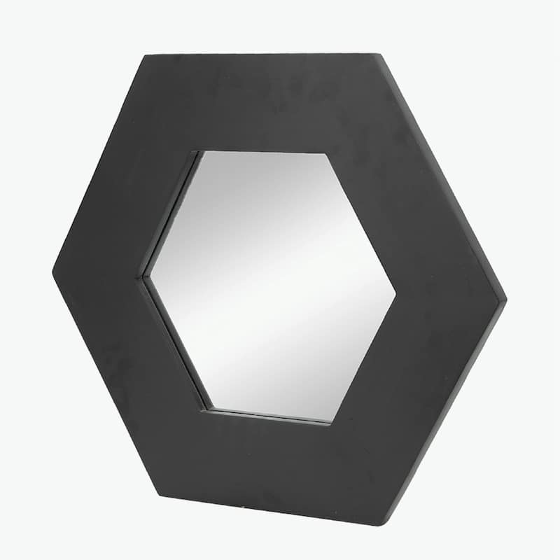 18.5" x 18.5" Hexagon Mirror with Wood Frame