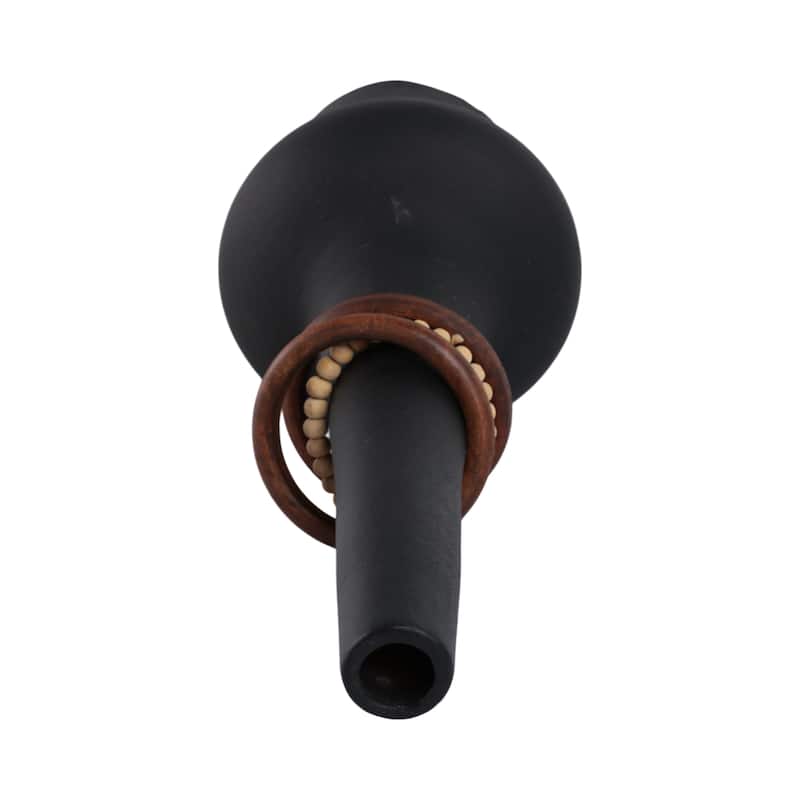 Metal Wood Decorative Vase Sculptural Silhouette Removable Rings