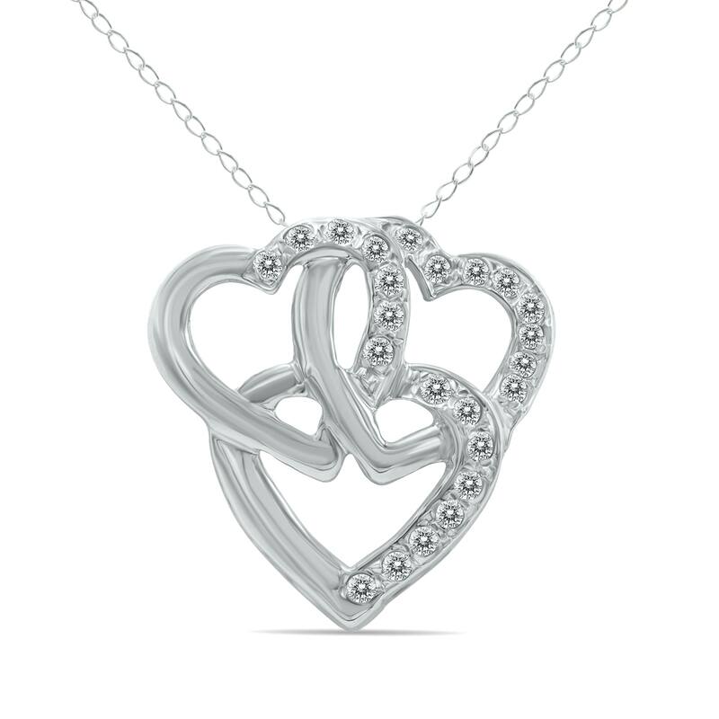 1/3 Carat TW Triple Heart Diamond Bouquet Pendant in 10K White Gold