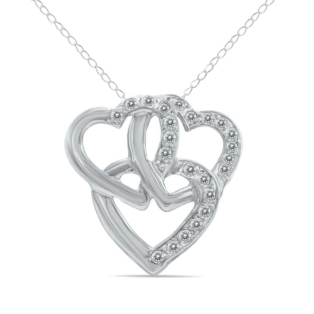 1/3 Carat TW Triple Heart Diamond Bouquet Pendant in 10K White Gold