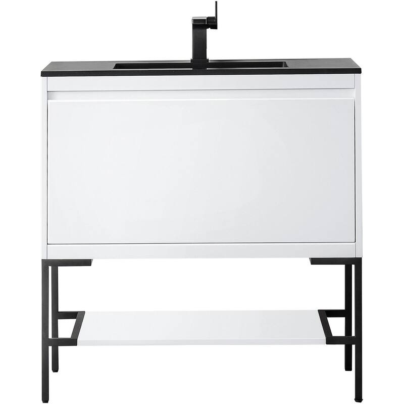 James Martin Vanities 805-V35.4-MB-CH Mantova 36" Single Basin Poplar - Glossy White - Painted