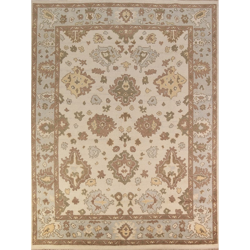 Earth Tone Oushak Indian Area Rug Hand-Knotted Wool Carpet - 8'0"x 10'2"