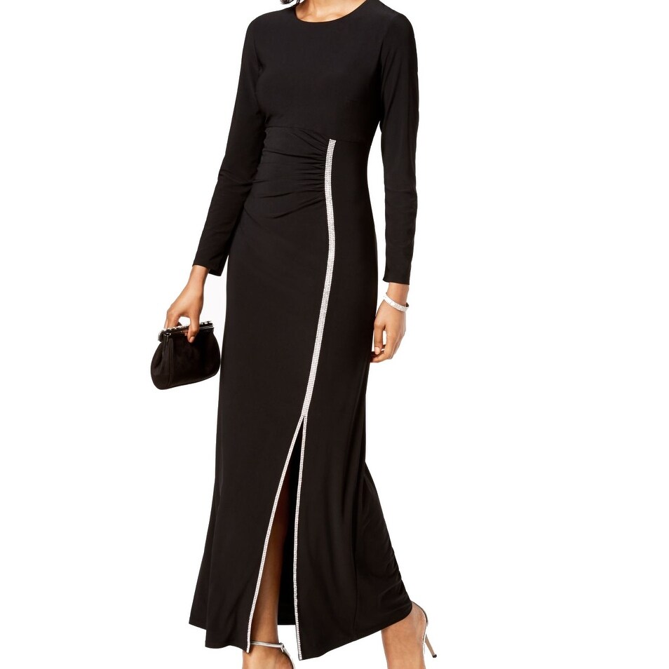 msk embellished ruched jersey gown
