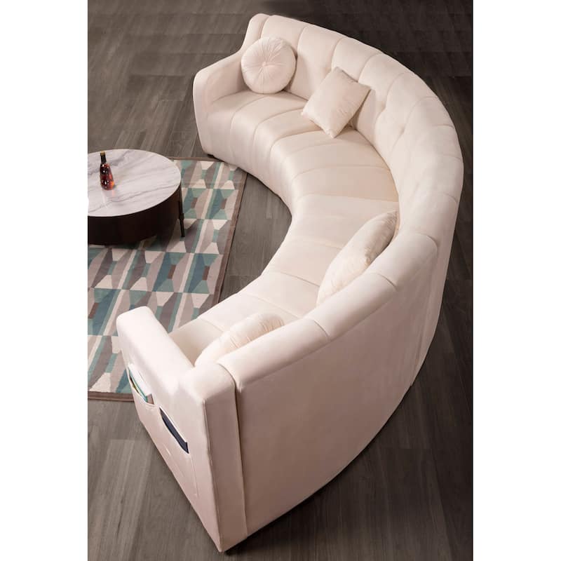 Velvet Symmetrical Modular Legless Curved Floor Sofa - 153"