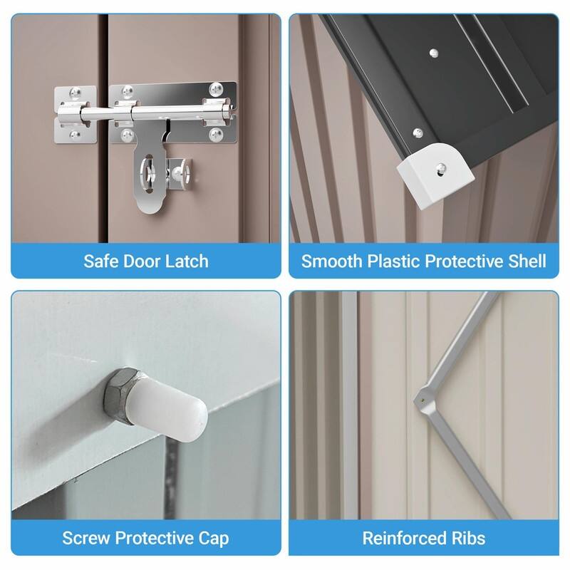 10' x 12' Outdoor Storage Shed, Heavy-Duty Rust-Resistant Steel Tool Shed with Floor Frame Kit