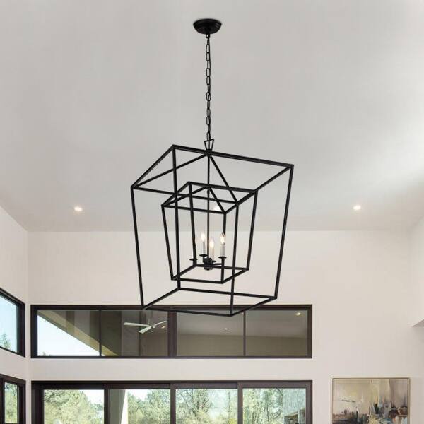 Caged Black Metal Large Ceiling Pendant Caged Black Metal Large Ceiling Pendant