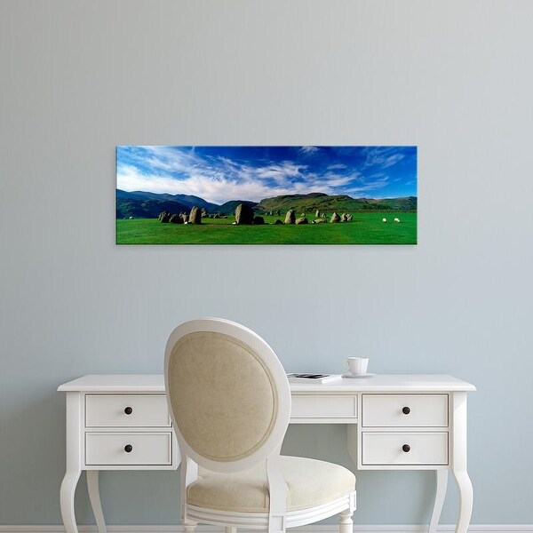 Easy Art Prints Panoramic Image 'Sheeps Grazing, Castlerigg Stone Circle, Cumbria, England, United Kingdom' Canvas Art