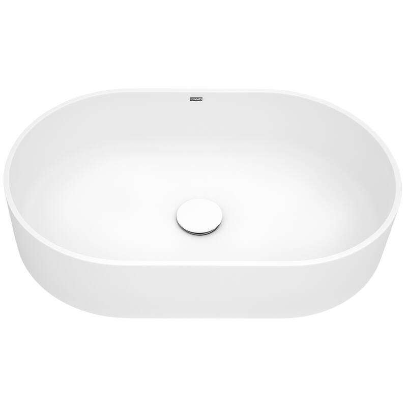 Ruvati 23-inch Matte White epiStone Solid Surface Modern Bathroom Vessel Sink - RVB2550WH - 22-3/4 x 14-5/8"