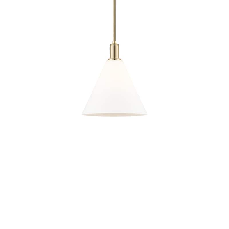Innovations Lighting 716-1S-14-12 Berkshire Glass Pendant Berkshire - Champagne Bronze / Matte White