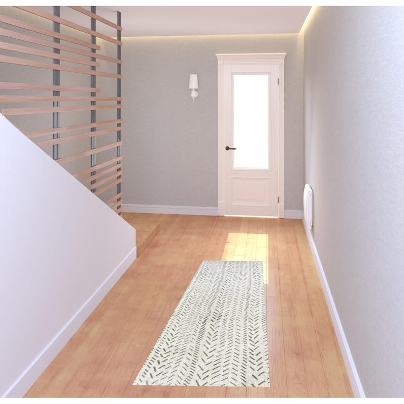 Abstract Stain Resistant Area Rug - 2' X 6'