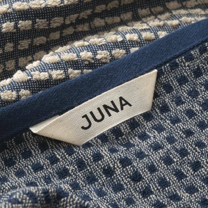 JUNA Check Towels, Dark Blue/Sand